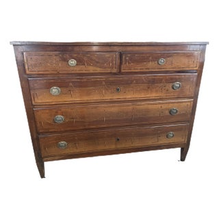 Italian Inlaid Walnut Neoclassical Commode / Chest of Drawers, 19th Century For Sale