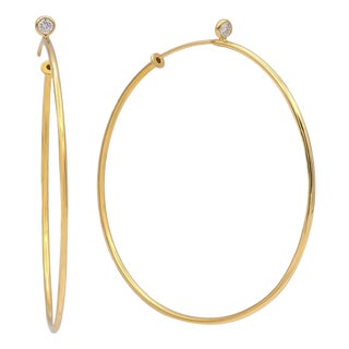 Tiffany & Co. Elsa Peretti 18k Gold Diamond Hoop Earrings 44mm Medium, A Pair For Sale