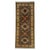 This natural dye wool runner features a charcoal gray field with repeating Kazak-style geometric motifs. A cream border...