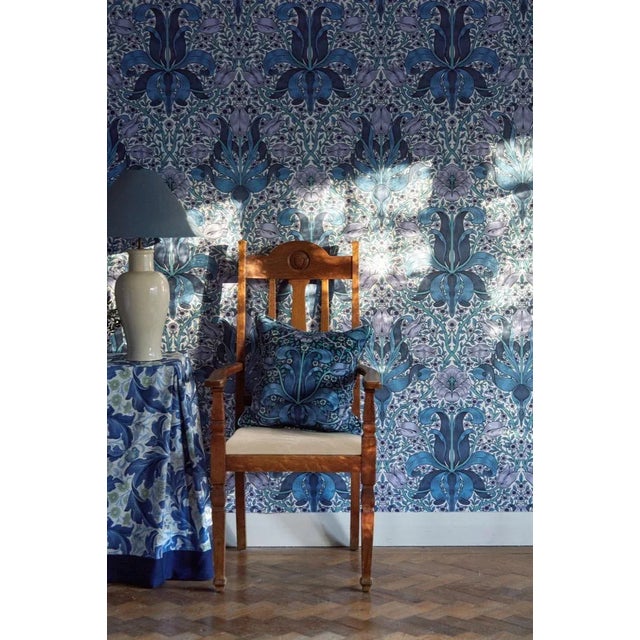 English Morris & Co Spring Thicket Wallpaper in Indigo/Lilac For Sale - Image 3 of 3