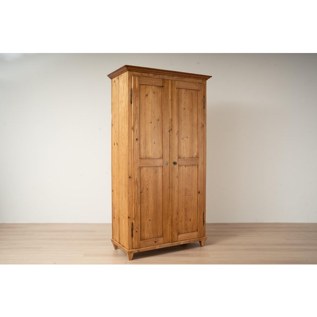 Antique Late 19th Century German Pine Wardrobe with Hanging Rail and Shelf For Sale - Image 4 of 13
