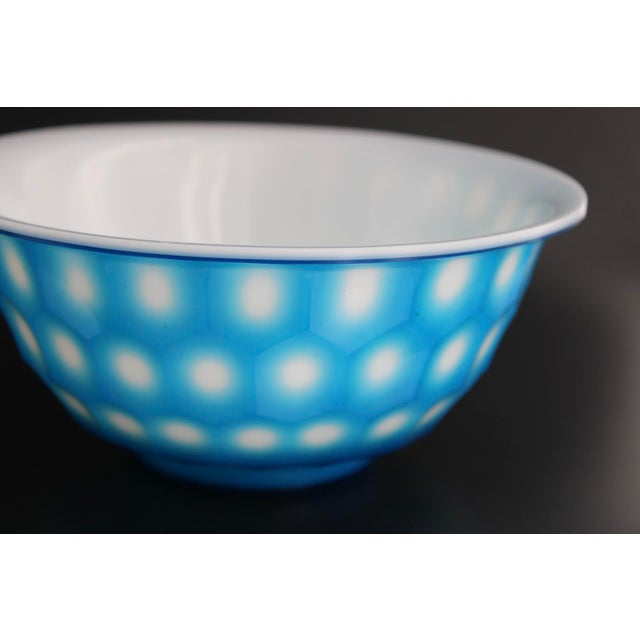 Ceramic Rare Antique Chinese Peking Glass Bowl Aqua Blue Honeycomb Hexagon, Qing Dynasty For Sale - Image 7 of 8