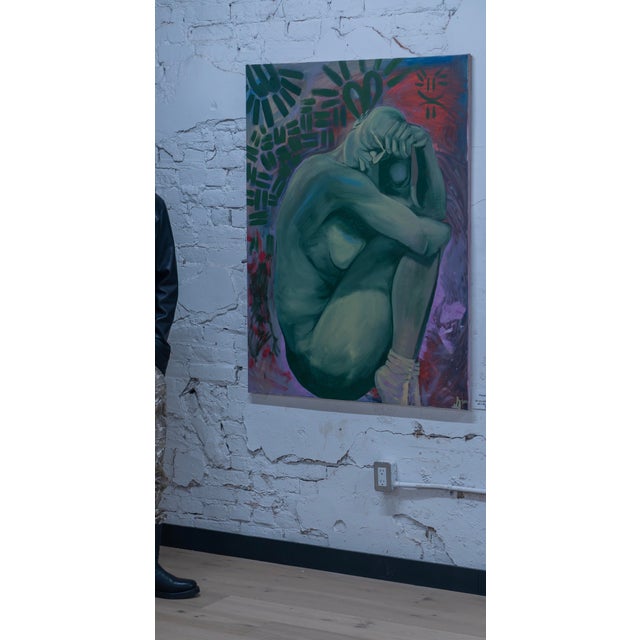 Portraiture "Pause", Oil on Canvas Painting by Seromo Okoro For Sale - Image 3 of 4