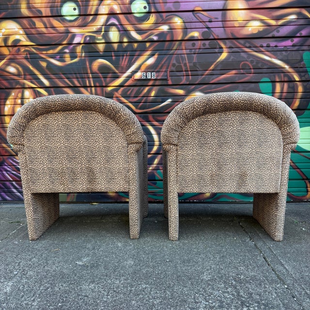 Textile Pair of 1980s Cheetah Print Accent Club Chairs For Sale - Image 7 of 12