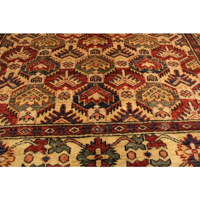 1980s 1980s 1980's Semi Vintage Kazak Gold/Blue Wool Rug - 4'3'' X 5'6'' For Sale - Image 5 of 10