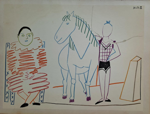 Pablo Picasso, The Horsewoman and the Clown, 1954, Lithograph