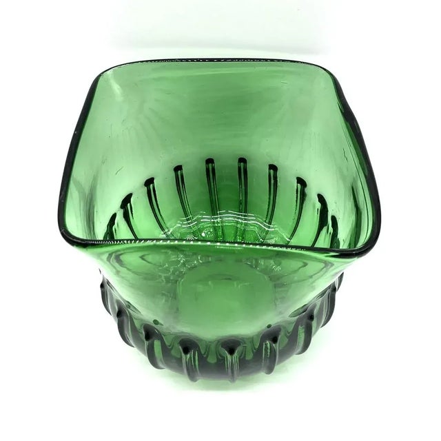 1960s Hand-Blown Green Glass Vase with Sculpted Relief Decoration, 1960s For Sale - Image 5 of 13