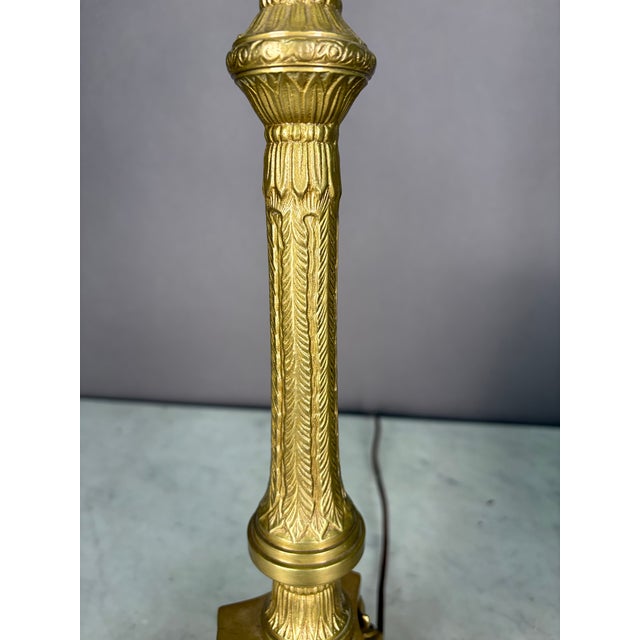 Early 19th Century Ornate Brass Candlestick Table Lamp For Sale - Image 4 of 8