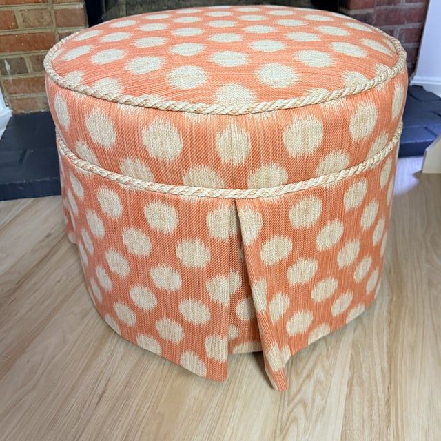 Textile Pink Polka Dot Kellogg Ottoman For Sale - Image 7 of 9