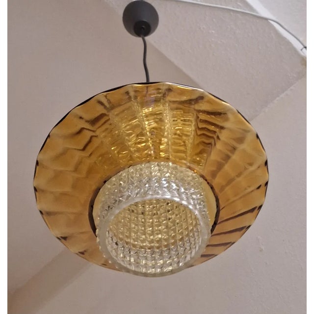 Vintage Chrome-Plated Ceiling Lamp with Double Glass Shade, 1970s For Sale - Image 6 of 7