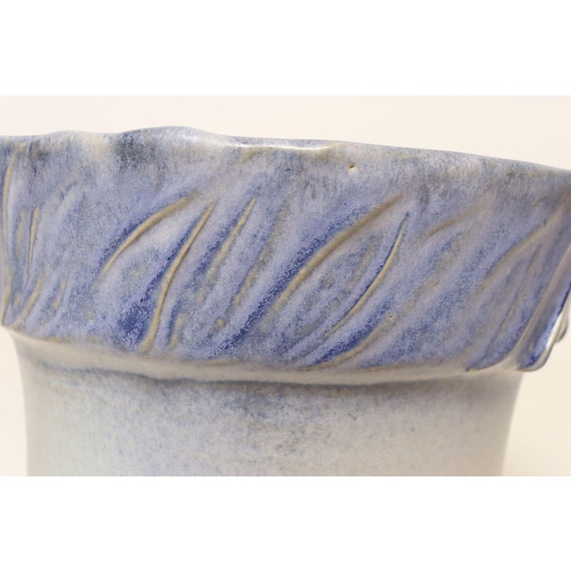 Vintage Periwinkle Incised Studio Ceramic Planter With Saucer by Deanna Nichols For Sale - Image 13 of 18