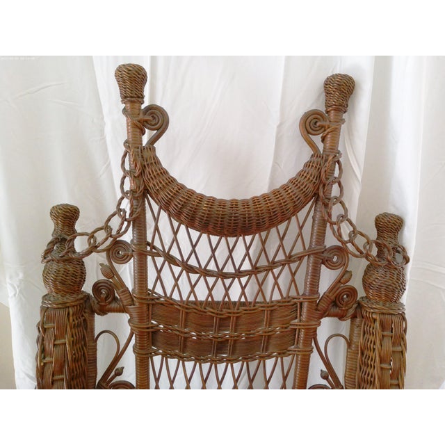 Victorian Antique American Victorian Wicker Woven Rocking Chair For Sale - Image 3 of 8
