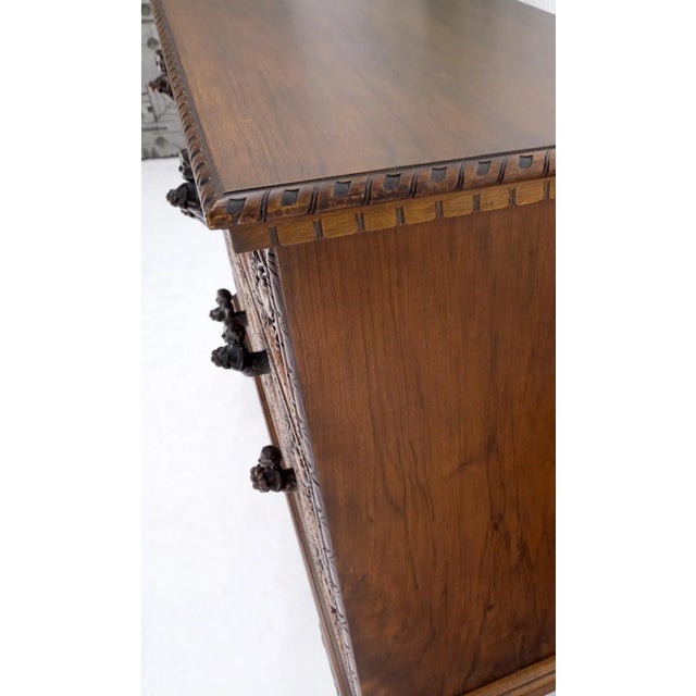 3 Dovetail Drawers Heavily Carved Wooden Pulls Rope Edge Bachelor Chest Dresser For Sale - Image 12 of 13
