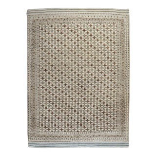 1940s Brown Ivory Tribal Ersari Rug For Sale