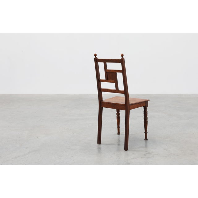 Art Deco Oak Side Chair with Carved Rosette Back and Turned Front Legs, 1890s For Sale - Image 13 of 16