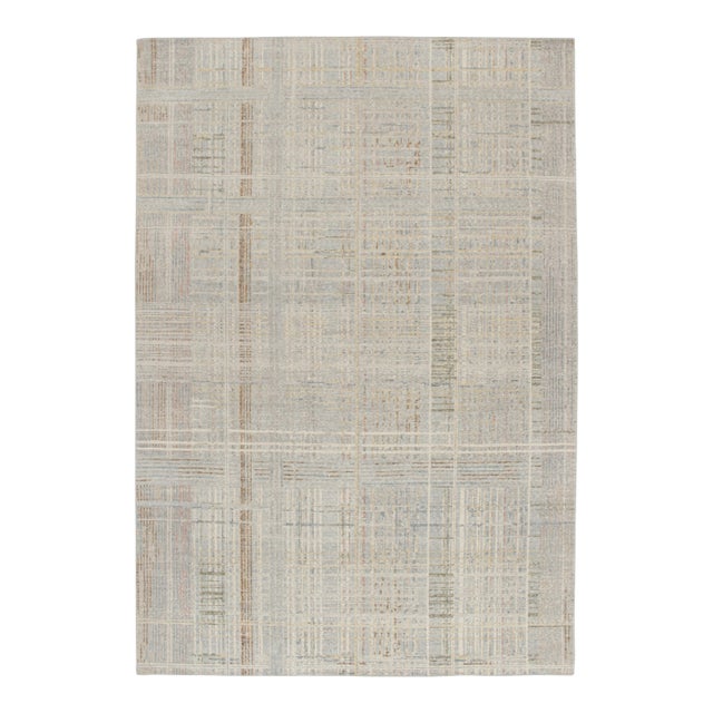 Rug & Kilim’s Distressed Style Abstract Rug in Polychromatic Geometric Pattern For Sale