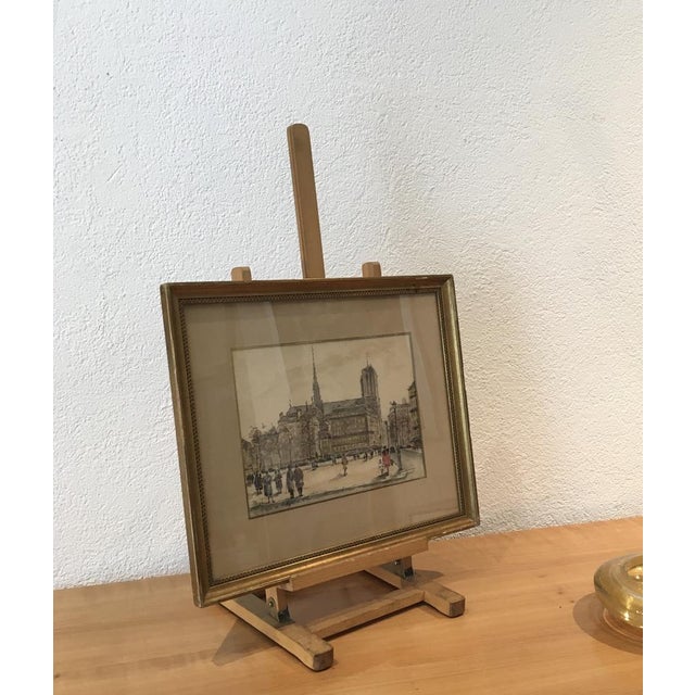 Henri Noizeux, Place de l'hôtel de ville, Paris, Watercolor on Paper, Framed, in Flawless conditions. Designed 1890 to...