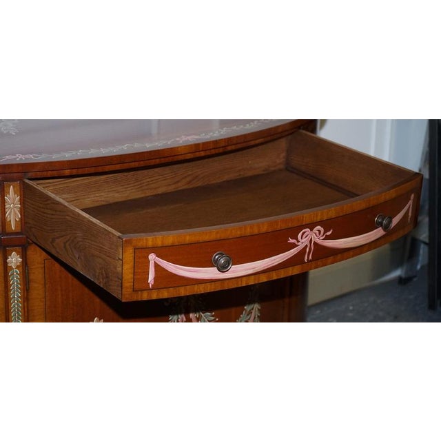 Hand-Painted Demi Lune Sheraton Style Console Cabinets, Set of 2 For Sale - Image 11 of 17