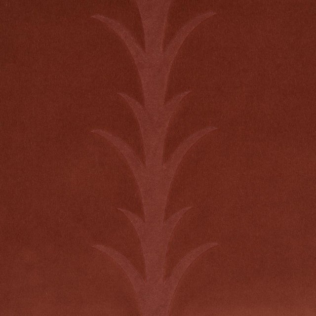 Traditional Sample - Schumacher Acanthus Stripe Velvet Fabric In Terracotta For Sale - Image 3 of 5