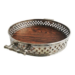 1960s Mid-Century Silver Bamboo Bar Tray For Sale