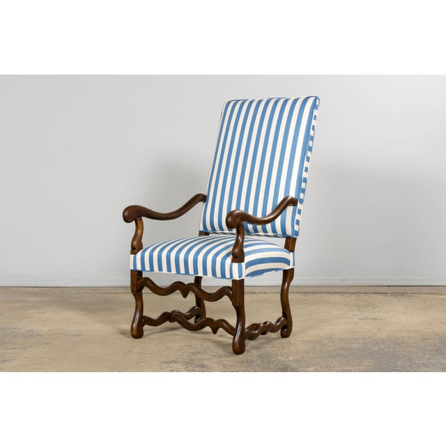Blue Pair of Late 19th Century French Louis XIII Style Oak Armchairs, Os De Mouton For Sale - Image 8 of 18