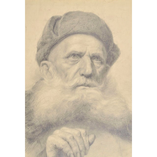 Albert Goltjakov, Man with a Winter Hat, 1953, Pencil on Paper, in Good conditions. Designed 1950 to 1959 This piece has...
