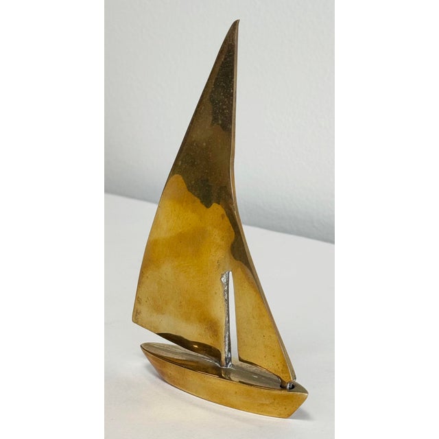 Mid 20th Century Vintage Brass Sailboat For Sale - Image 5 of 6