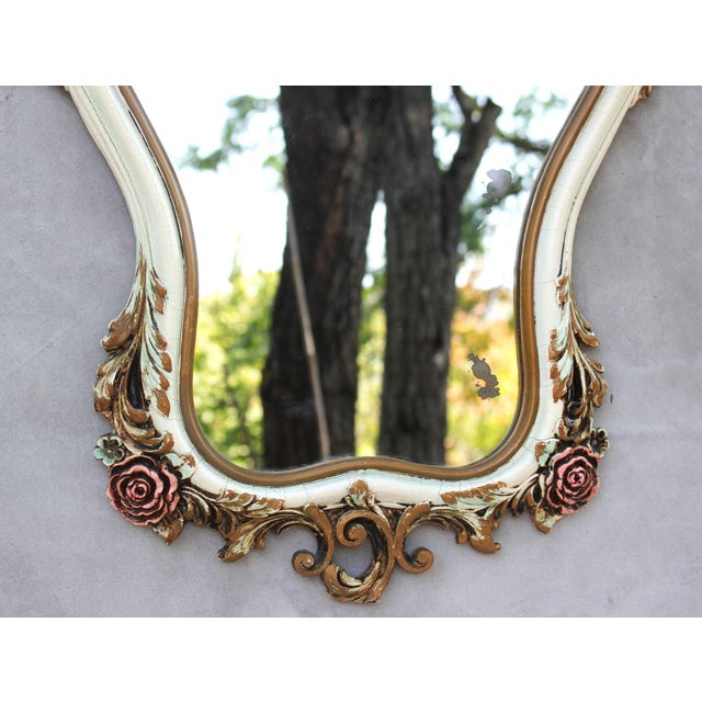 1970s Vintage Baroque Floral Ornate Wall Mirror with Console Shelf, 1970s, Set of 2 For Sale - Image 5 of 14