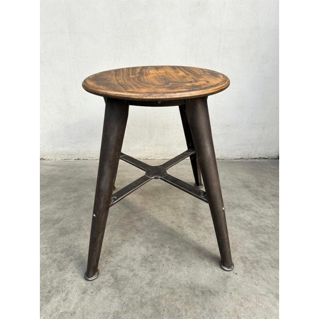 Black Industrial 4-Leg Work Stool from Ama, 1930s For Sale - Image 8 of 8