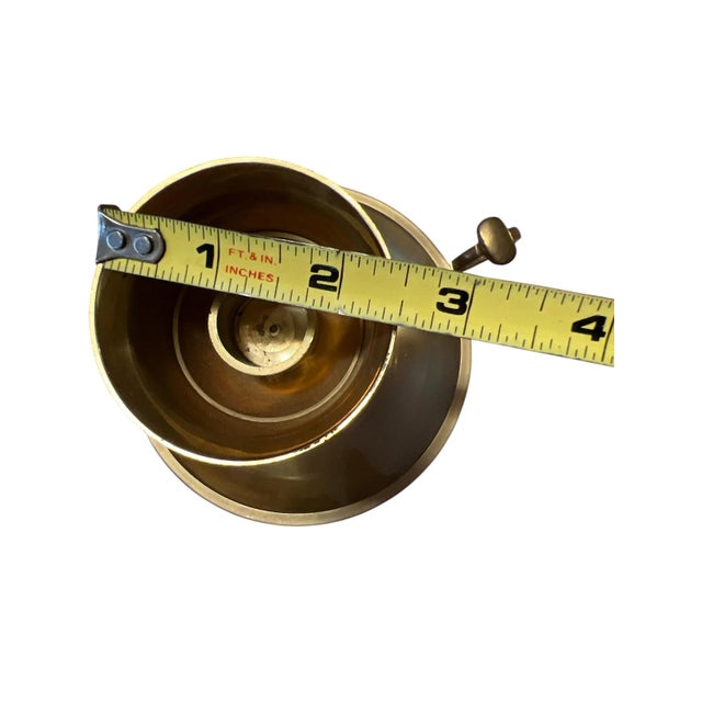 Metal Vintage Brass Candlestick Holder With Fingerloop For Sale - Image 7 of 7