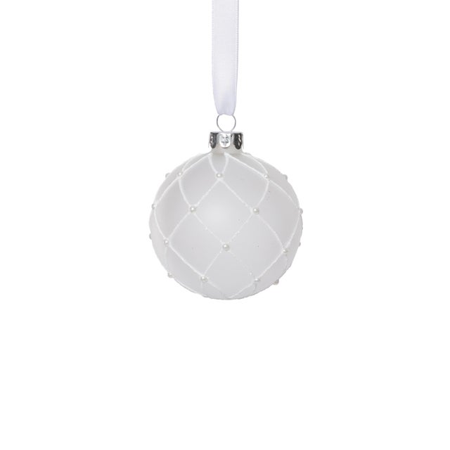 Add an elegant, snow-dusted effect to your holiday décor with this set of frosted glass ball ornaments featuring delicate...