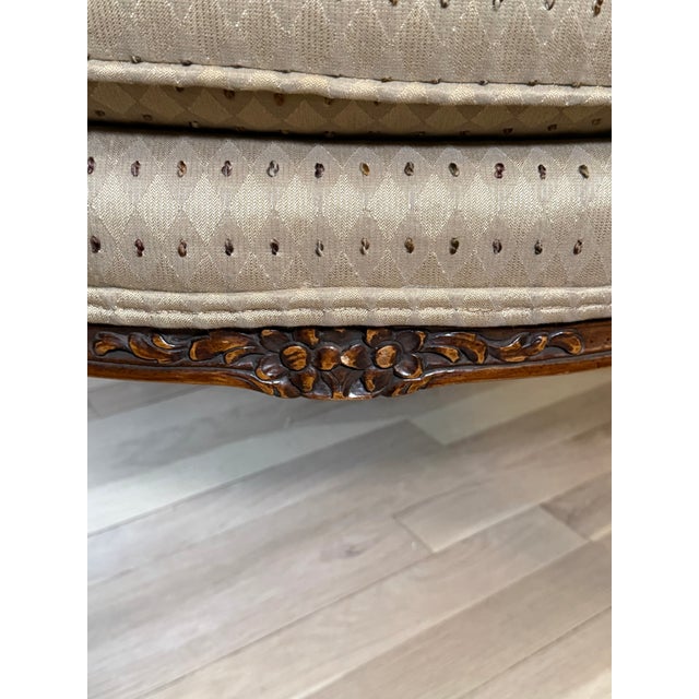 Brown Vintage French Louis XV Style Carved Wood Accent Armchair For Sale - Image 8 of 8