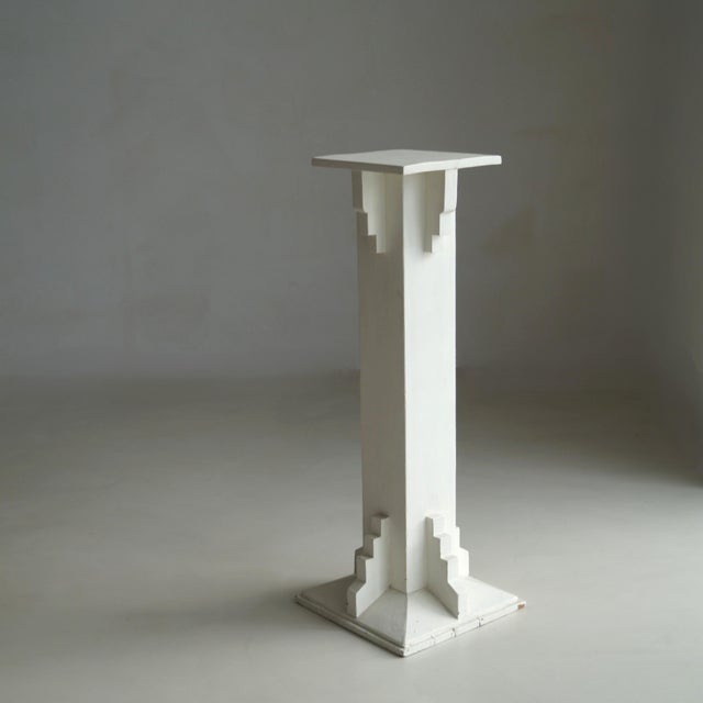 1920s Tall Amsterdam School Pedestal in White Paint, 1920s For Sale - Image 5 of 16
