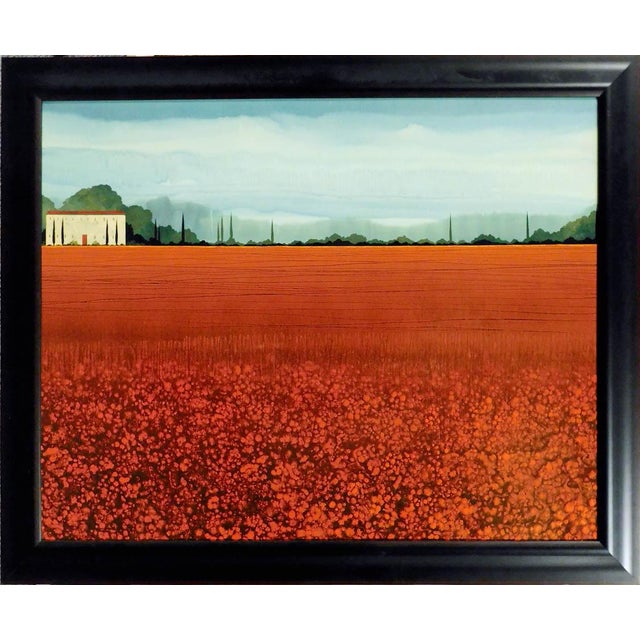 Charon Original Oil on Canvas Custom Framed Hand Signed Red Landscape For Sale