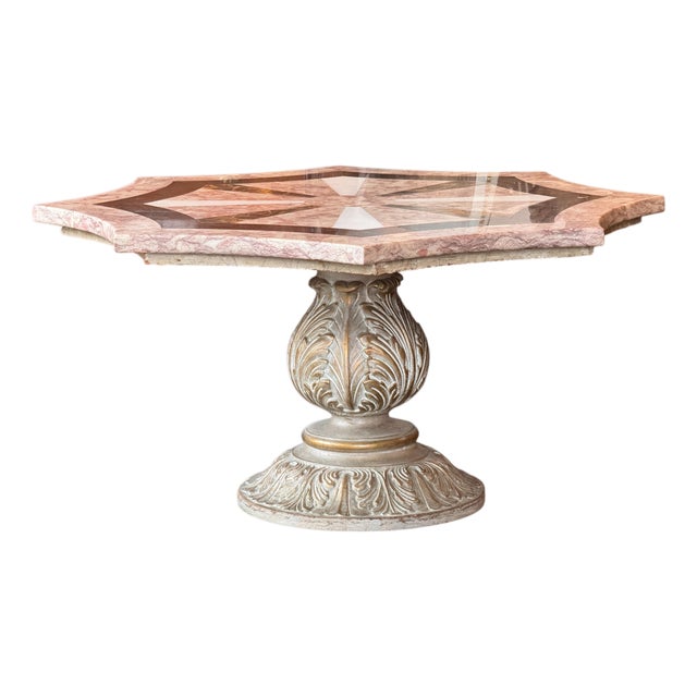 Early 20th Century Octagon Low Table With Marble Top For Sale