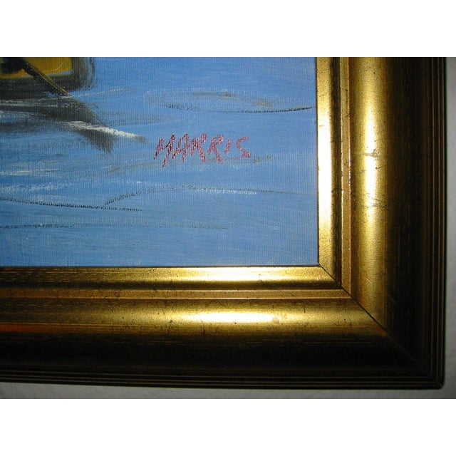 1970s Merchant in Venice Gondola Ride Signed Harris Framed Oil on Canvas For Sale - Image 17 of 18