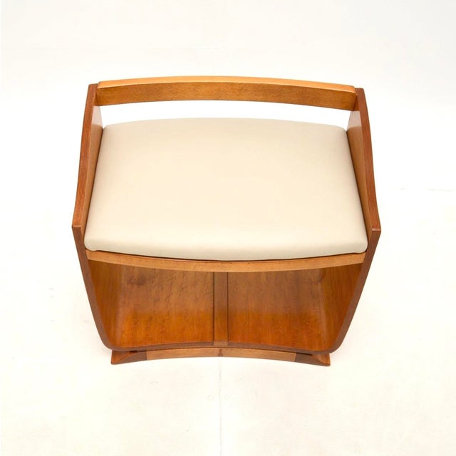 Art Deco Elm and Leather Stool, 1930s For Sale - Image 6 of 7