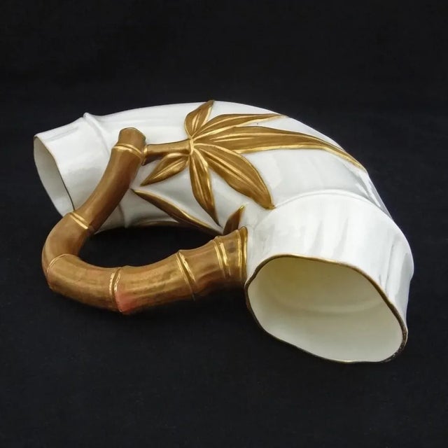 English Antique Royal Worcester Faux Bamboo Double Mouth Vase For Sale - Image 3 of 6