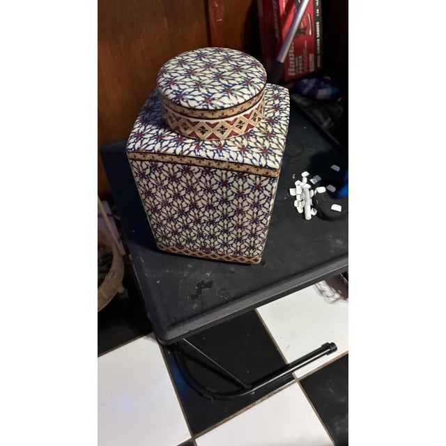 The Bombay Company Ginger Jar With Geometric Design For Sale - Image 4 of 4