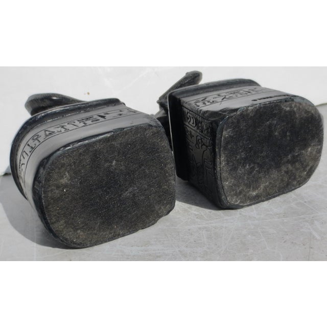 Black Stone & Resin Amun-Ra Egyptian Bookends Metropolitan Museum of Art - A Pair of 2 For Sale - Image 8 of 11