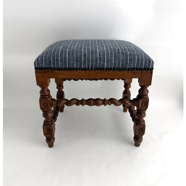 1920s 1920s French Jacobean Revival Walnut Stool W/ Barley Twist Legs For Sale - Image 5 of 9