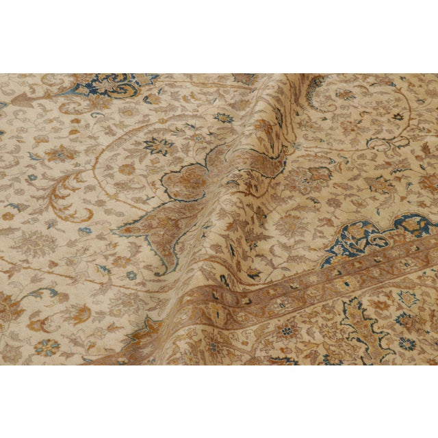 Antique Tabriz Rug in Beige-Brown With Floral Patterns | Rug & Kilim For Sale - Image 9 of 9