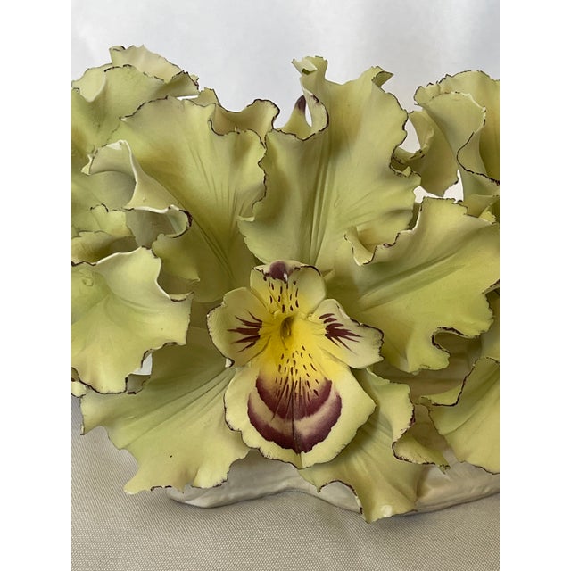 Vintage Capodimonte Orchids on Porcelain Log For Sale - Image 9 of 13