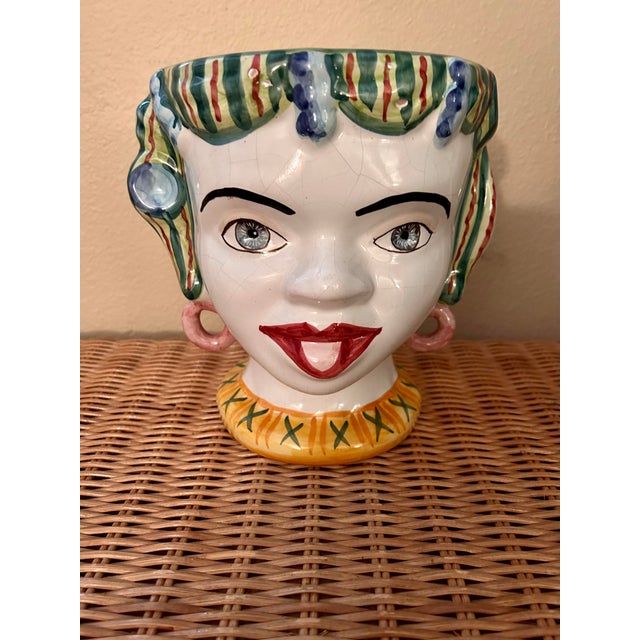 Solimene Italian Pottery Woman's Head Face Planter Vase Chairish