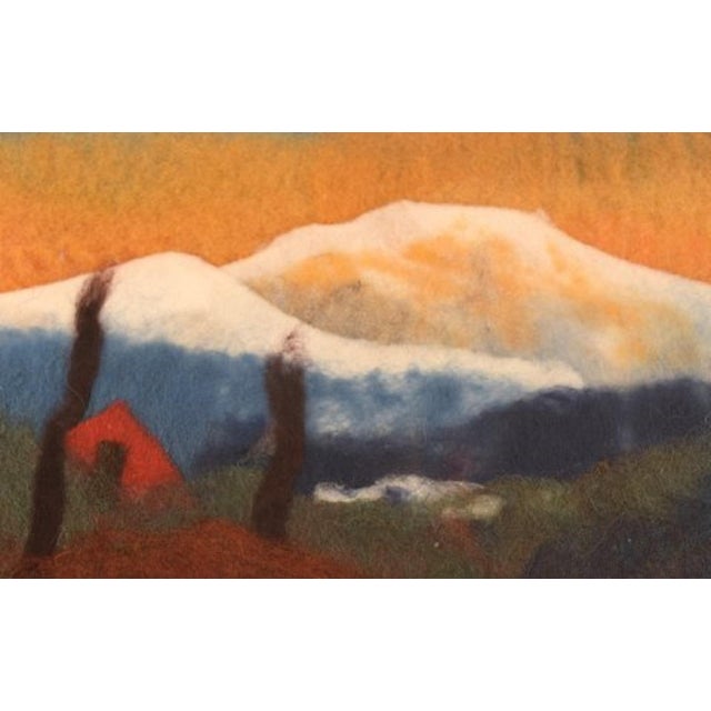 Modern Swedish Wool on Board Modernist Mountain Landscape by Lisa Johansson For Sale - Image 3 of 9