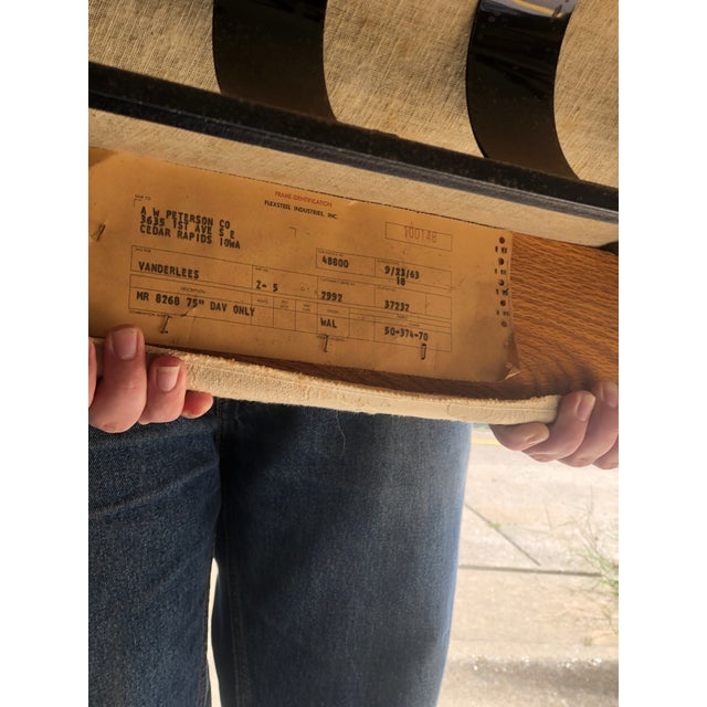 1970s Flexsteel Sofa Checkered Black Velvet Detail For Sale - Image 9 of 9