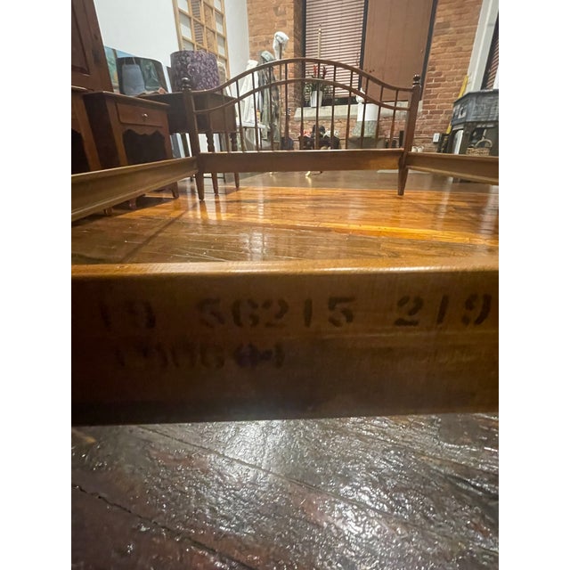 Vintage Ethan Allen Solid Wood Spindle Sleigh Bed Frame – Queen, Classic Colonial Style For Sale In Greenville, SC - Image 6 of 6