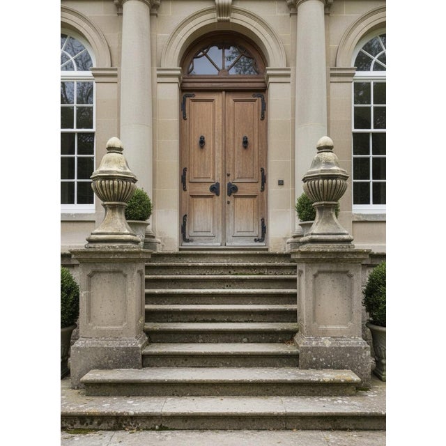 Pair of Large Neoclassical Weathered Stone Finials For Sale In West Palm - Image 6 of 7