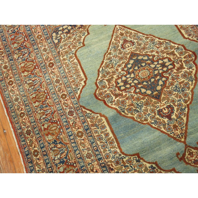 Late 19th Century Turquoise Tabriz Haji Jali Li Li Rug - 4'3" x 5'7" For Sale - Image 4 of 6