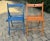 Blue Set of Vintage Painted Blue and Orange Chairs For Sale - Image 8 of 8
